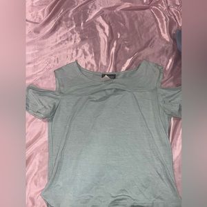 Off the shoulder green top